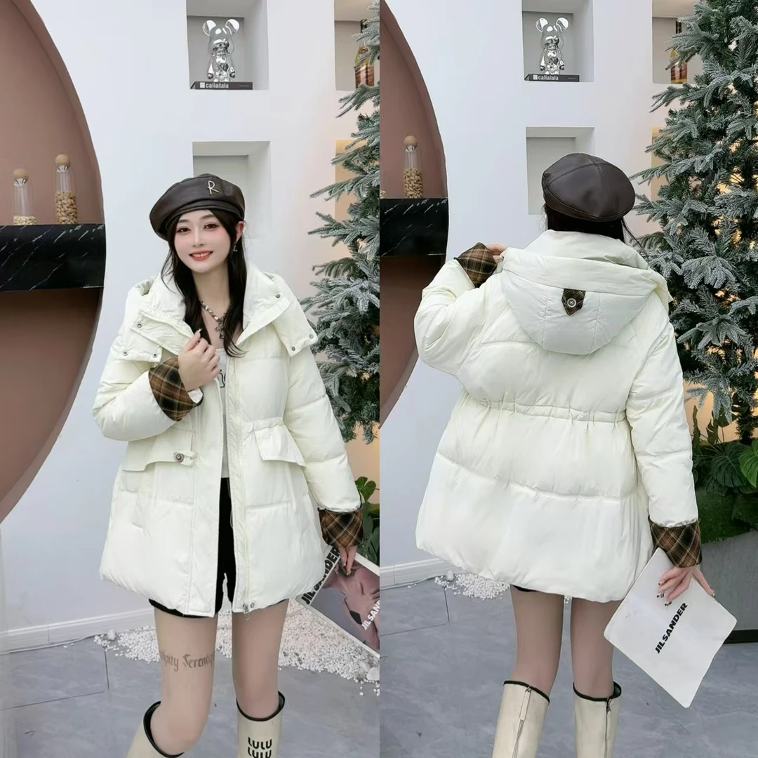 909#衣长72连帽时尚网红休闲派克服女冬季新款保暖加厚中长款外套