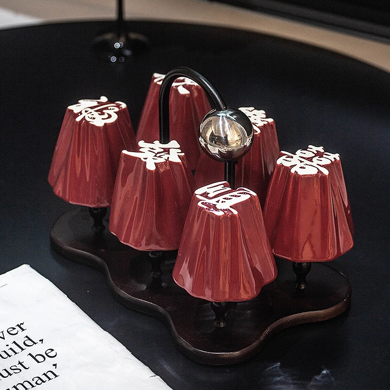 复古家用陶瓷喝水杯收纳倒挂沥水杯架高颜值中古风个性杯子置物架