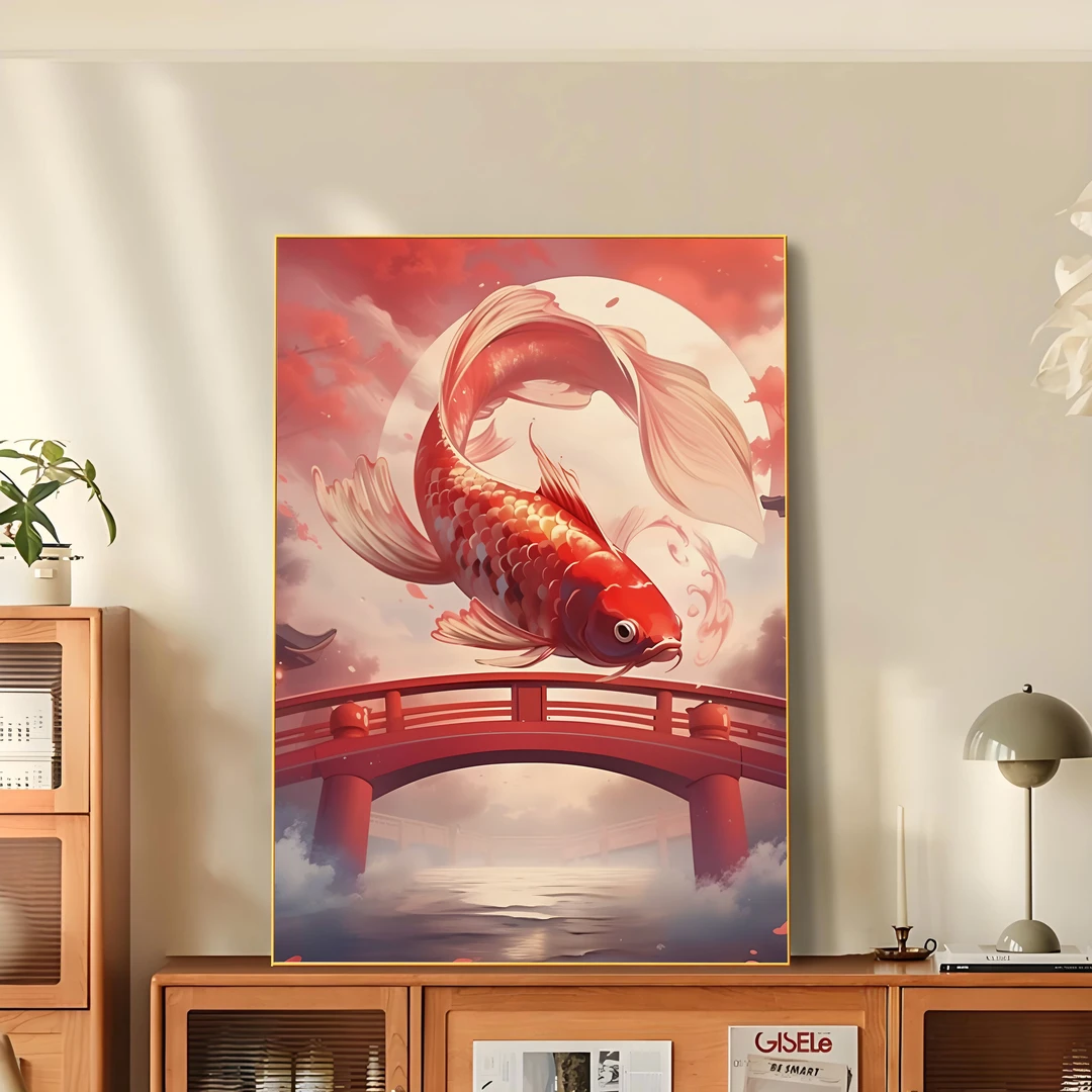 鲤鱼跃龙门年年有鱼家庭客厅入户玄关装饰挂画A037