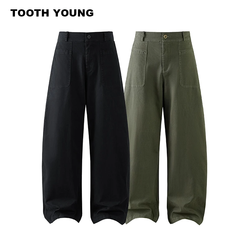 TOOTH YOUNG【弯刀裤5.0】工装纯色男秋季休闲宽松裤子
