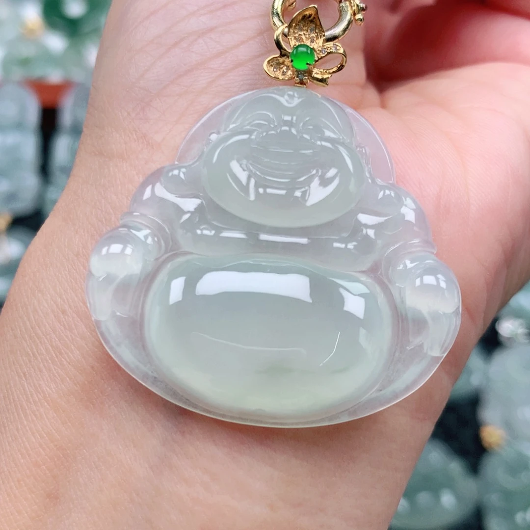 翡翠吊坠(不含链)18K金镶嵌