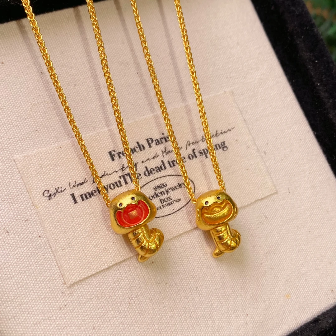 铜合金吊坠 新中式可爱吞金元宝蛇项链本命年秋冬设计感简约项链