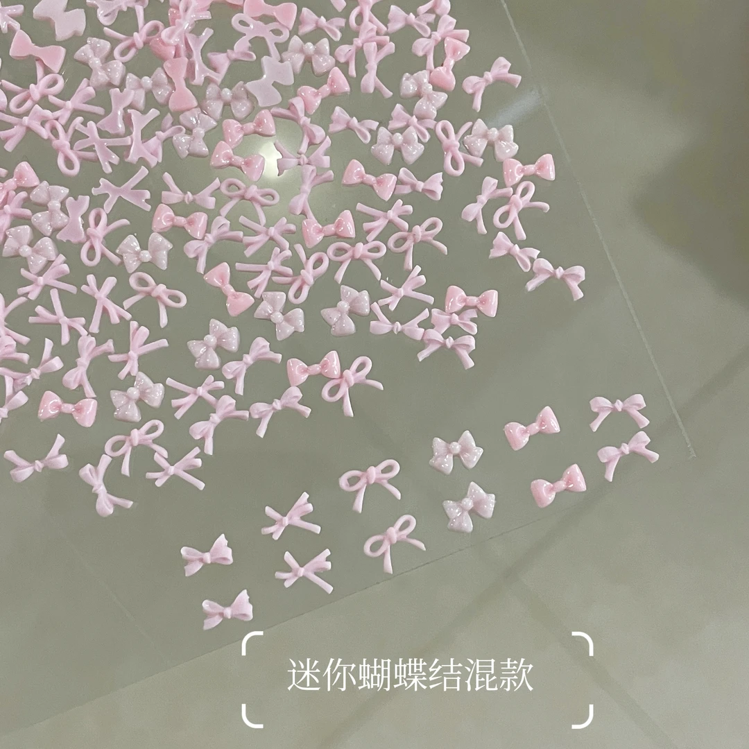 新款网红ins风树脂蝴蝶结马卡龙迷你混装领结飘带DIY指甲装饰品