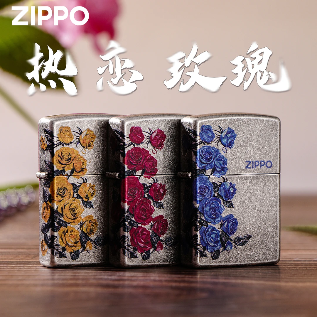 zippo打火机 古银热恋玫瑰系列 防风煤油打火机送礼DYJ1
