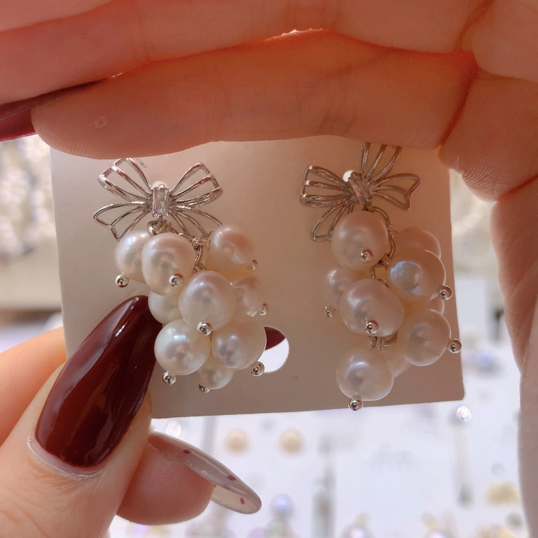 淡水珍珠耳饰银S925镶嵌