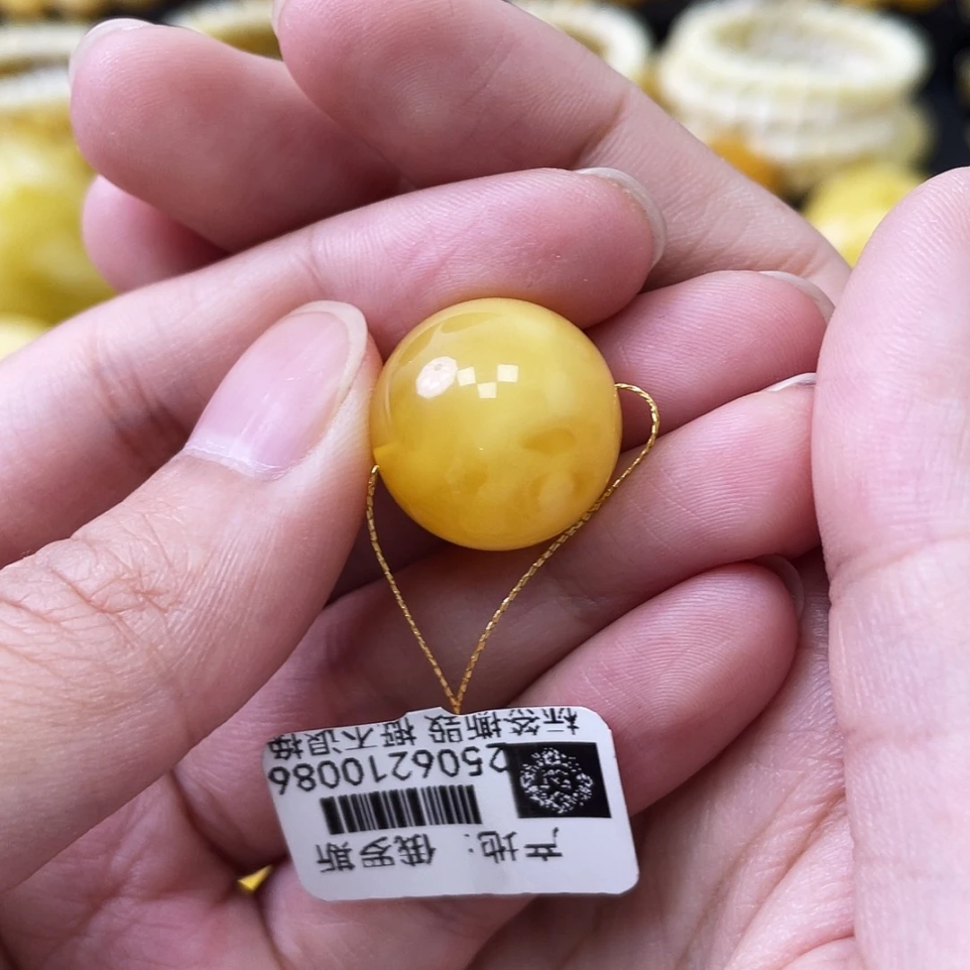 蜜蜡未镶嵌珠宝奇石17mm鸡油黄浓蜡
