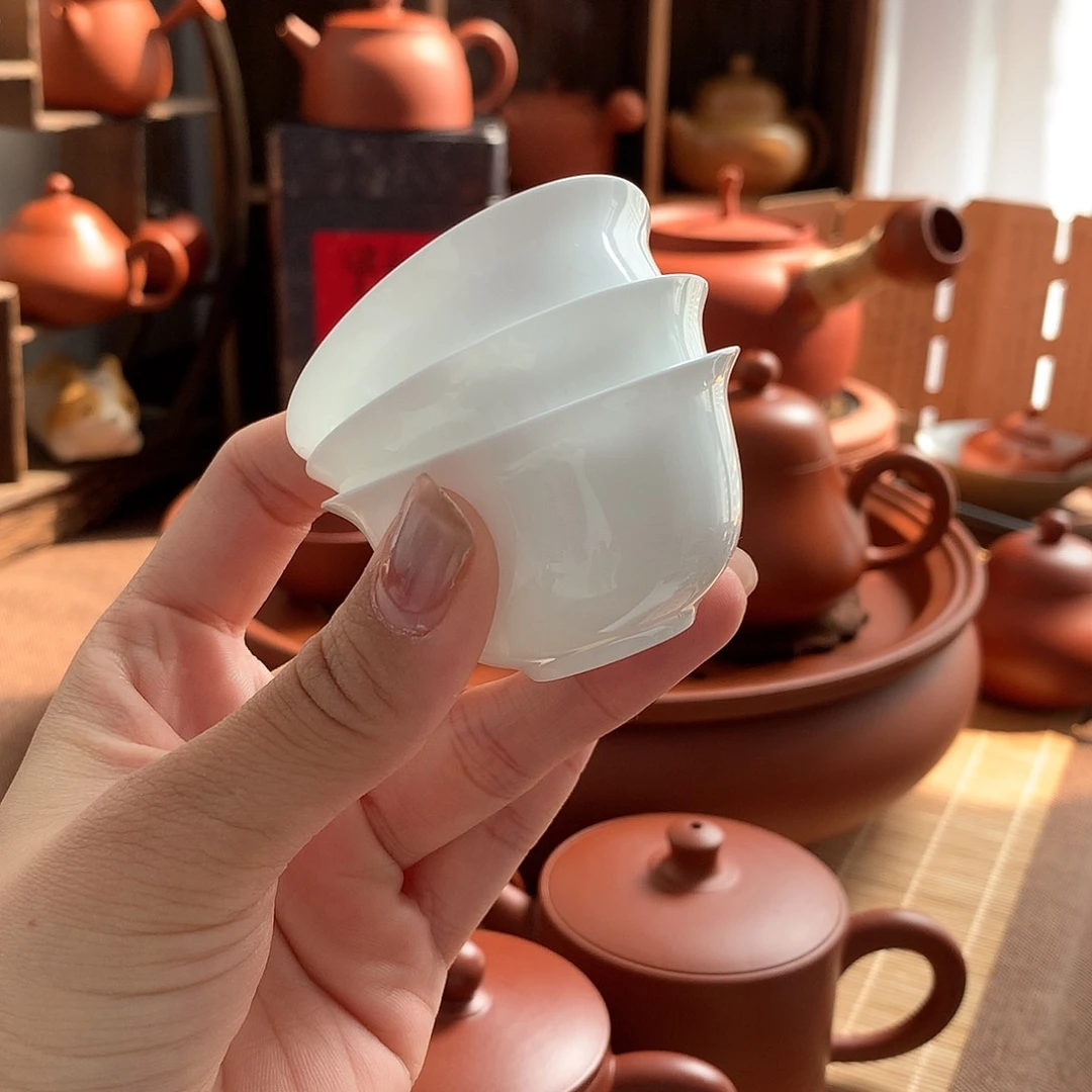潮州原矿朱泥玉兰骨瓷杯3个