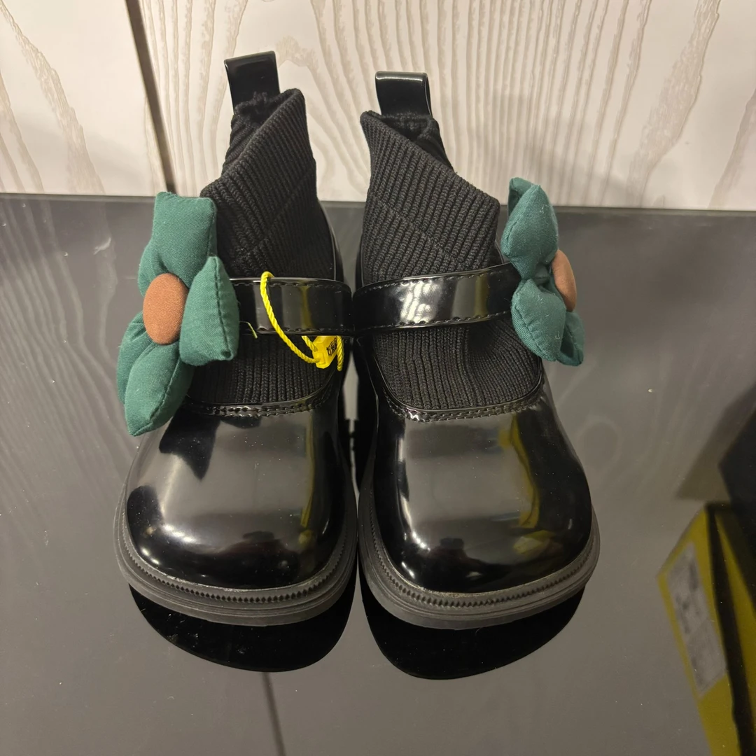 61052流苏女春秋公主学步鞋中筒时尚童鞋黑色百搭女童弹力冬季