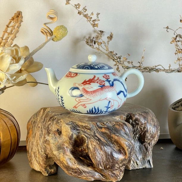 雨溪 双鹿茶壶 10375