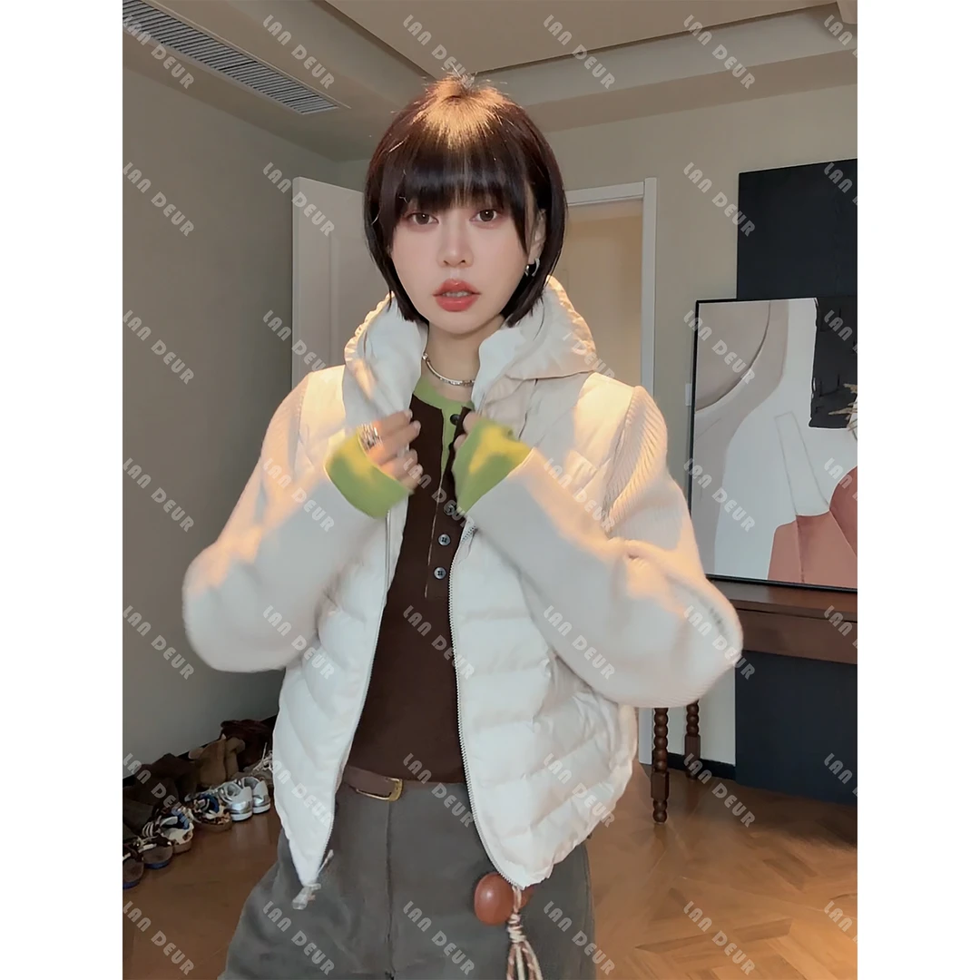 JIUJIU【浓郁可可】时尚百搭气质短款简约连帽轻薄秋冬羽绒服女