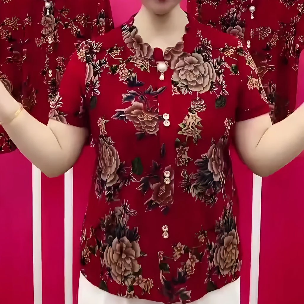 加宽加大女装春季新款2025爆款大码套头印花洋气百搭妈妈装夏季