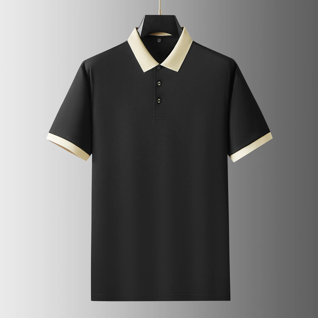 【轻奢撞色】大码男士休闲翻领短袖夏季纯色简约时尚polo衫81763