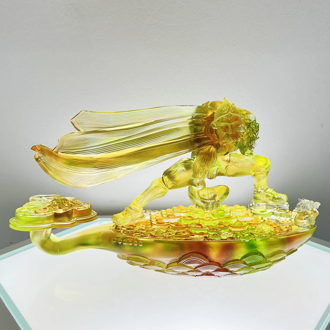 【大师出品】国大师非遗工坊【大圣送宝】琉璃摆件客厅桌面