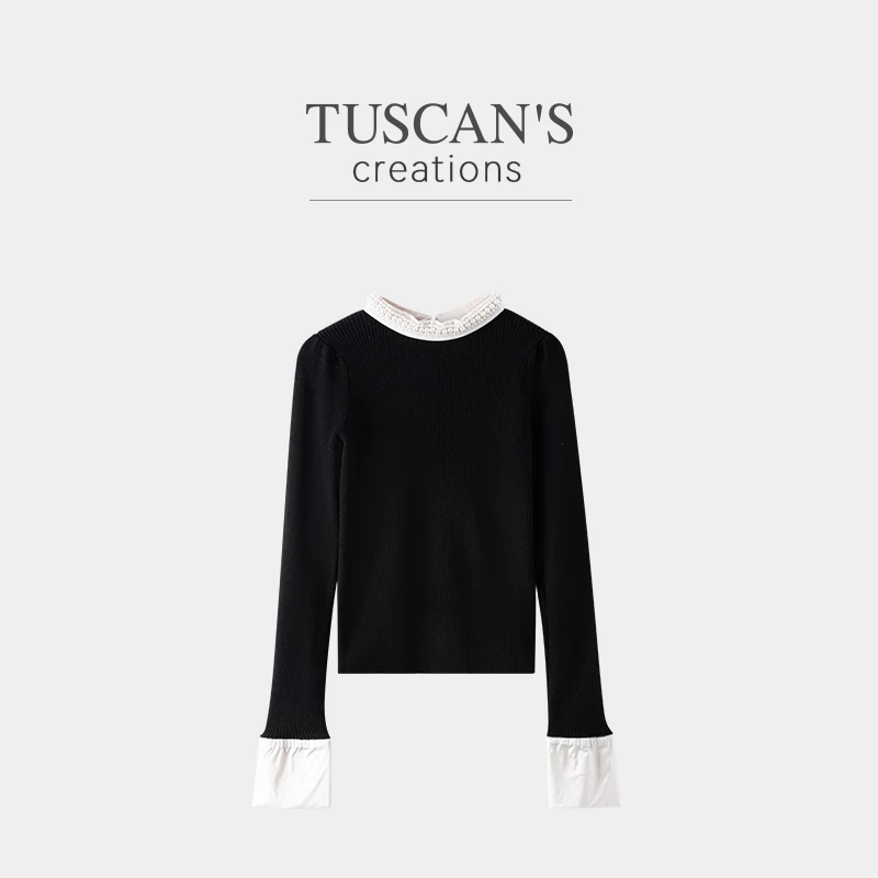 <403>TUSCAN'S CREATIONS时尚气质高级感长袖女士套头毛织衫