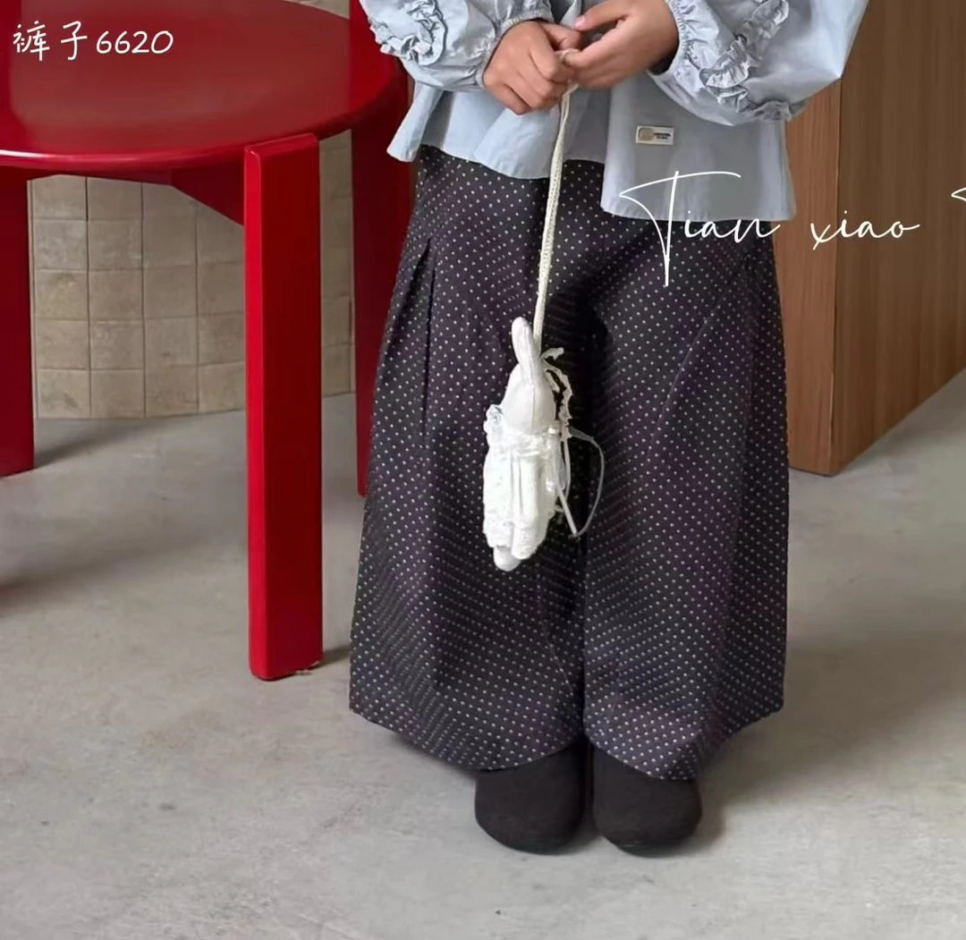 【自营｜波点阔腿百搭款 柔软水洗棉布】女童秋款长裤6620