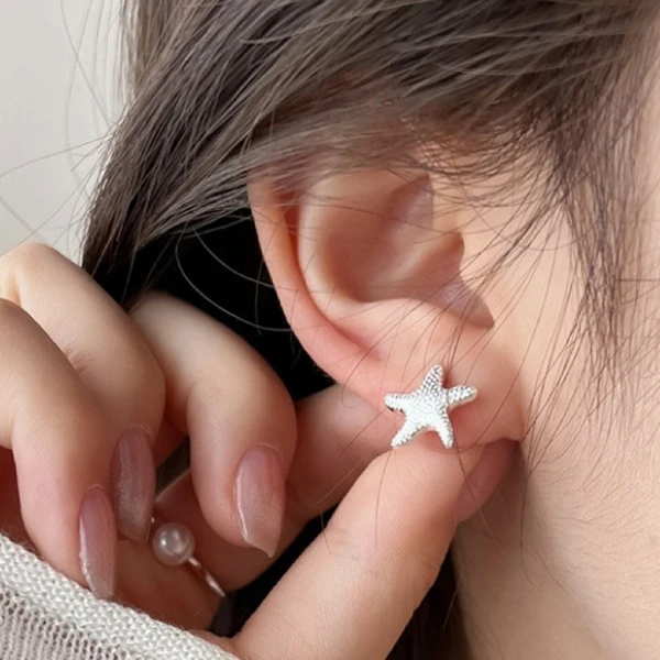 925银耳饰 女海星耳钉设计百搭小众简约韩版ins风高级感冷淡风