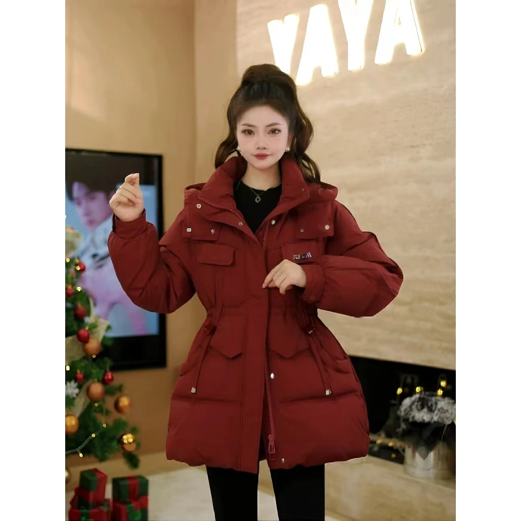 YAYA/鸭鸭时尚防风保暖中长款派克加厚羽绒服YE4B607835L