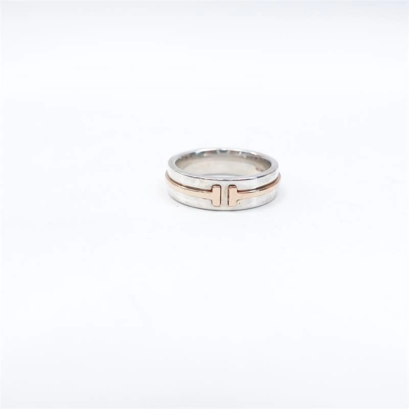 99新 Tiffany & Co./蒂芙尼 银拼玫瑰金/双T戒指T_ZY0000272955