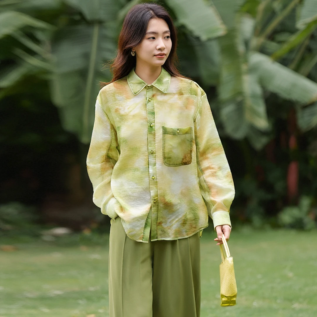 【维恩】莱赛尔晕染印花宽松气质衬衫2025秋季商场专柜品牌女装