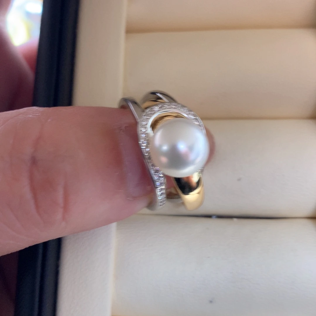 银S925镶嵌海水珍珠戒指