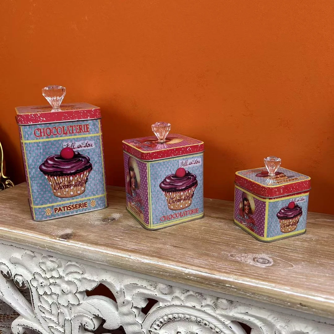 【孜咪冉好物】家用中古带盖三个一组收纳罐茶盐罐