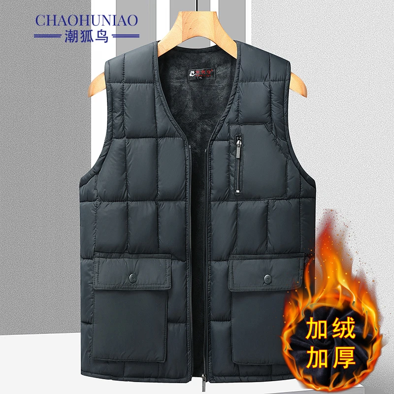 秋冬马甲男款男士加绒加厚爸爸冬装背心爷爷爸爸装冬季加绒加厚