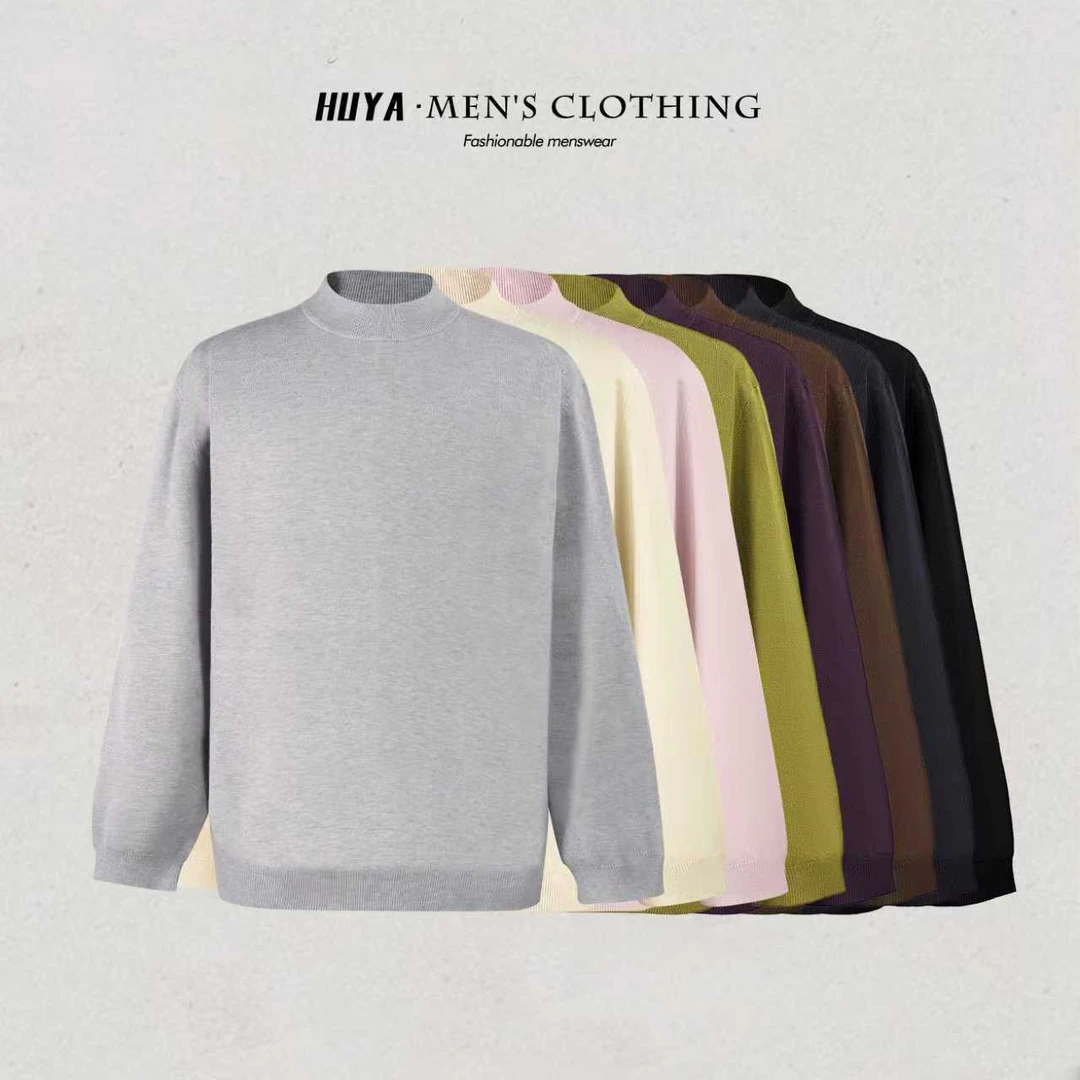 【虎牙兄弟】毛衣男款2025秋冬爆款慵懒感纯色百搭中领针织衫M25102