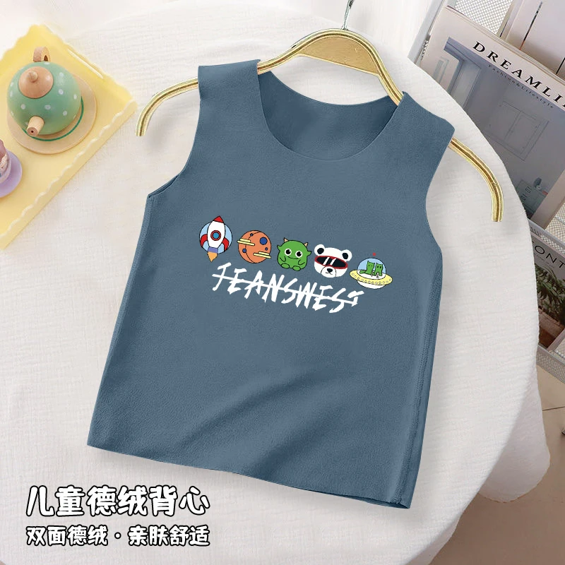 男孩无袖德绒背心2025秋冬季洋气新款坎肩儿童双面保暖上衣