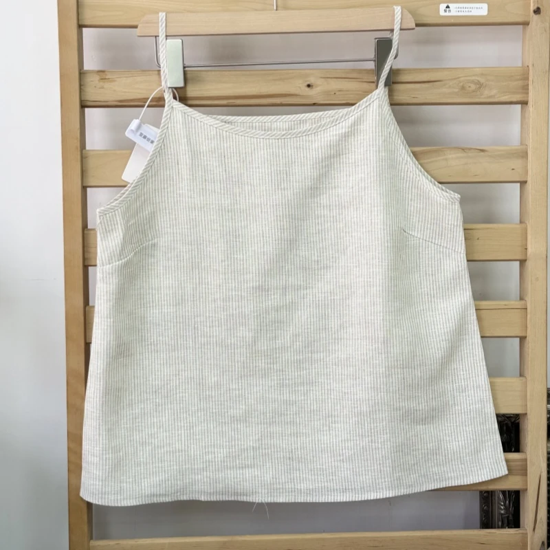 100汉麻条纹吊带背心（可调节肩带）