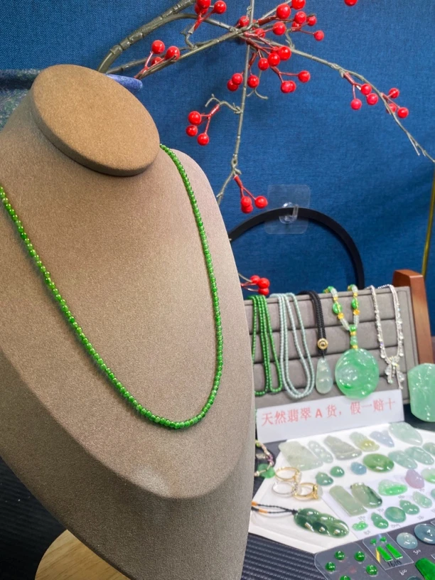 天然翡翠A货小米珠阳绿叠戴手链项链简约时尚百搭单品多样发货卡3