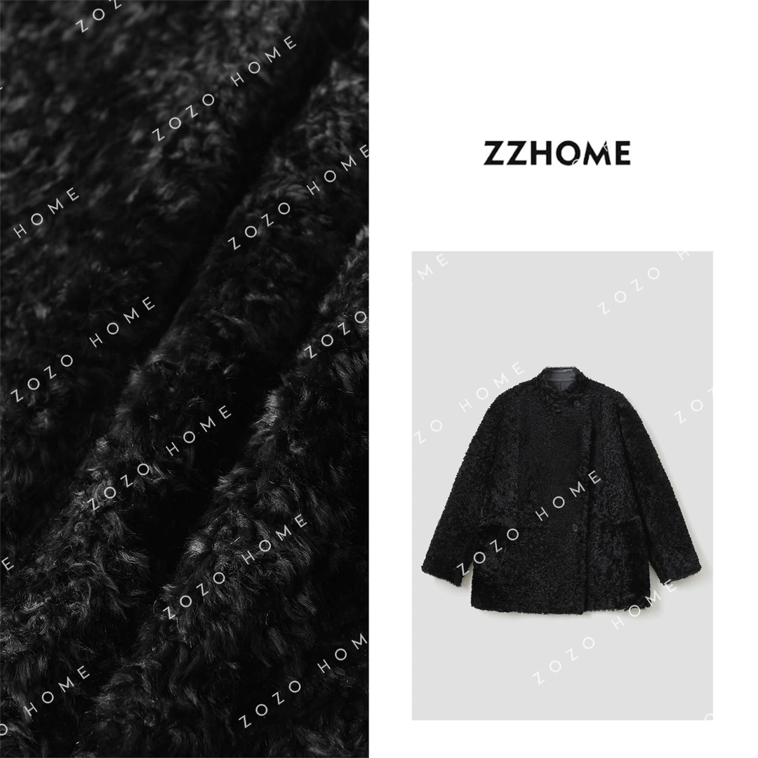 【ZOZO HOME】“品牌原单”正反两穿黑色皮毛一体自然卷外套q170383p