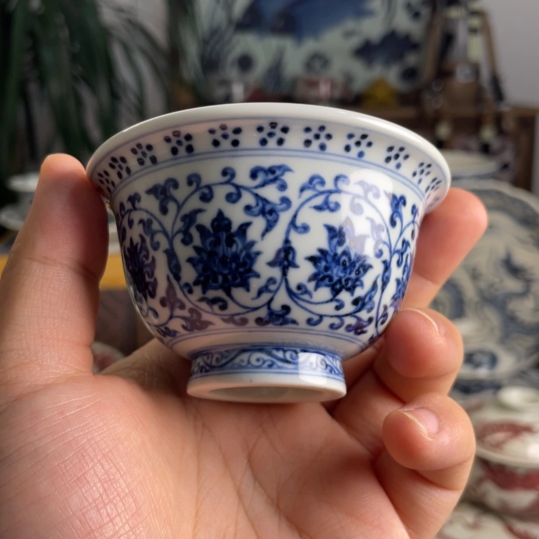 β****?青花永乐缠枝莲杯子微瑕