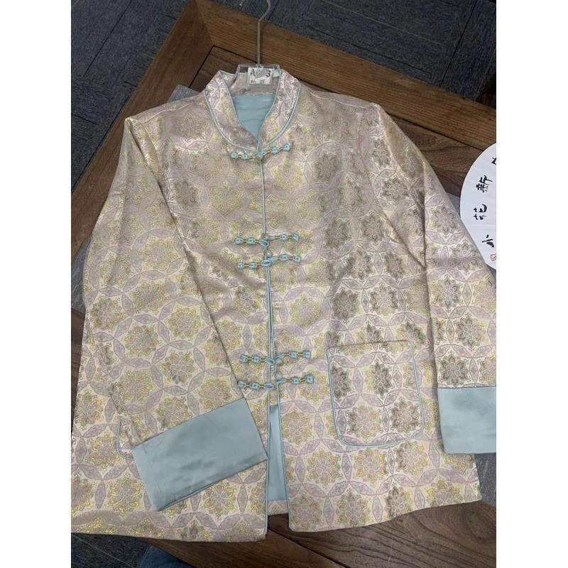 小花家粉宝相花织金外套