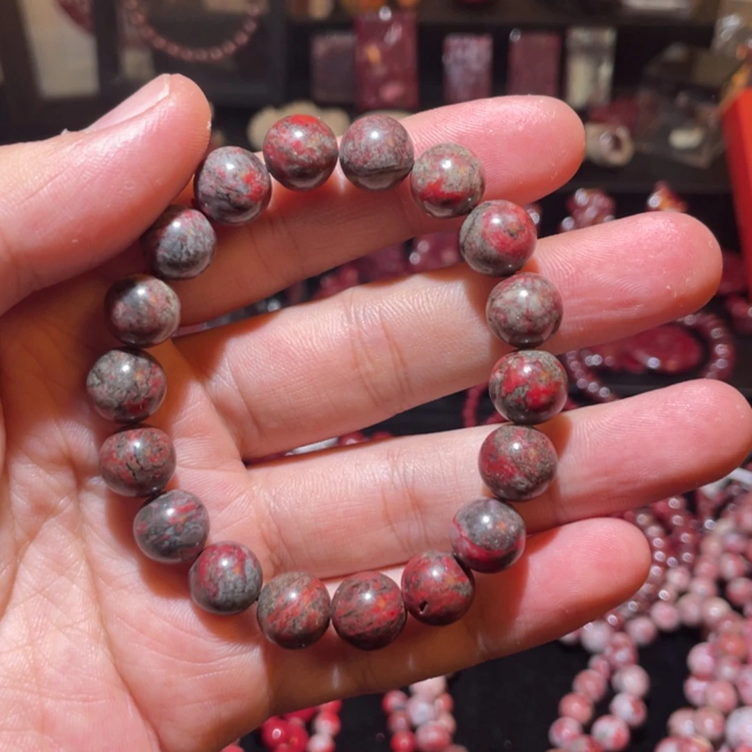 天然辰砂老料原石手串30克
