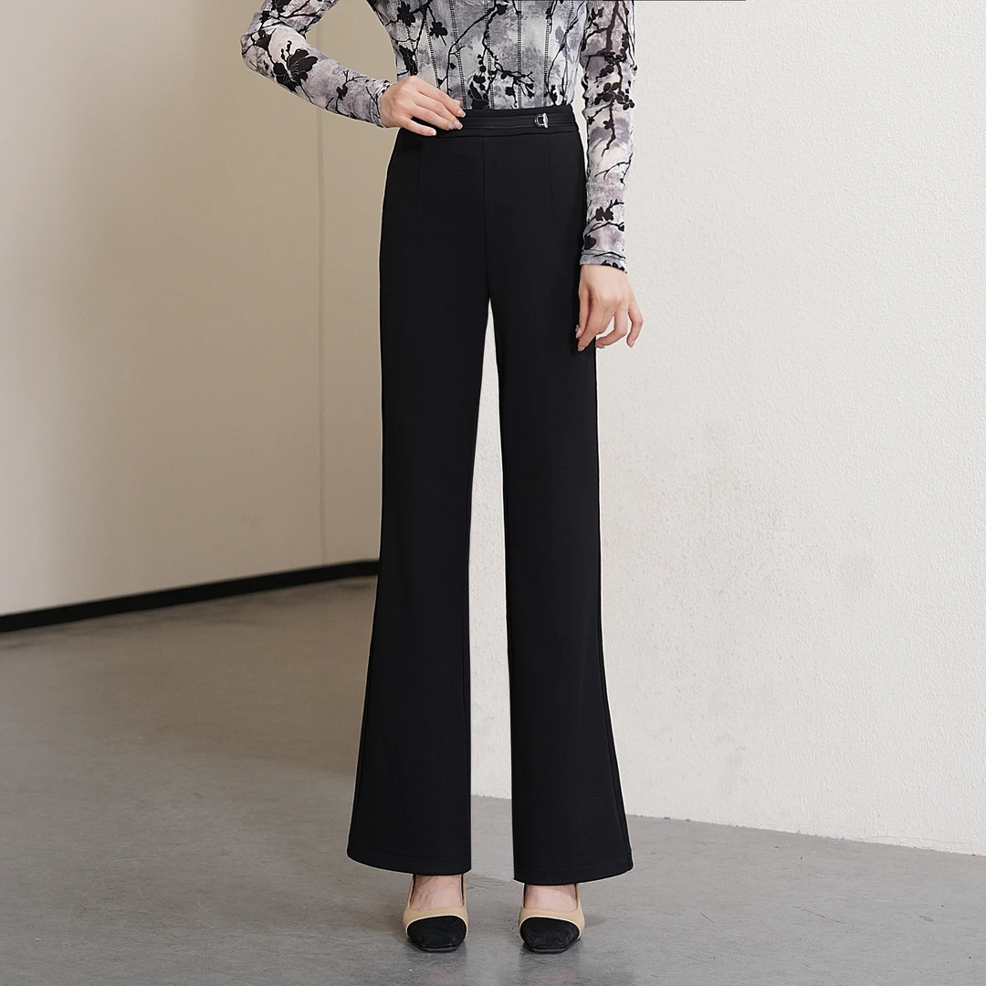 【秋冬新款】秋季韩版黑色高腰显瘦休闲时尚微喇裤BQ4290 裤长97