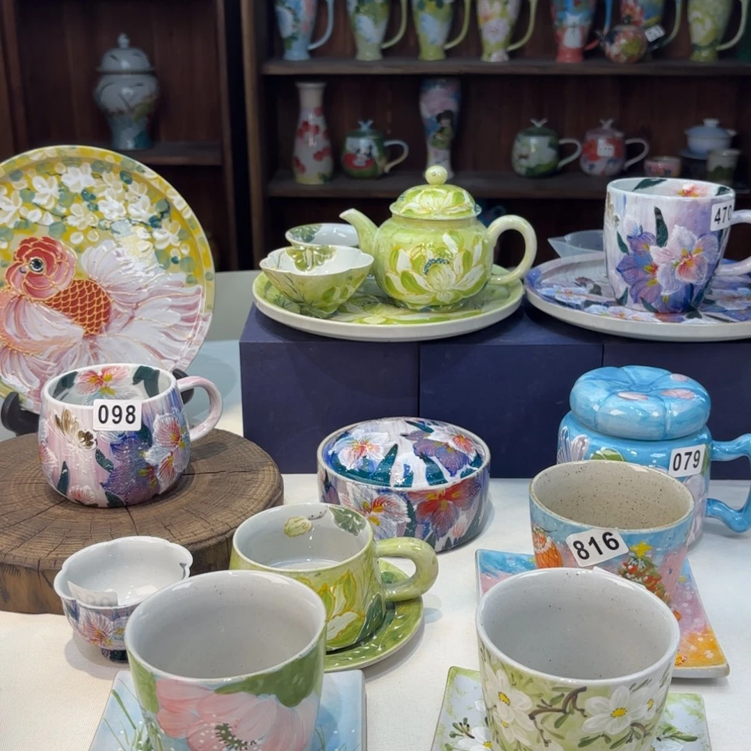 瓷片景德镇手绘高温釉下彩陶瓷茶具
