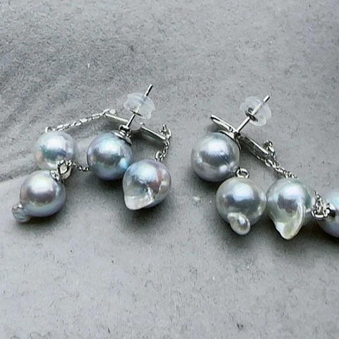 海水珍珠耳饰银S925镶嵌是****?