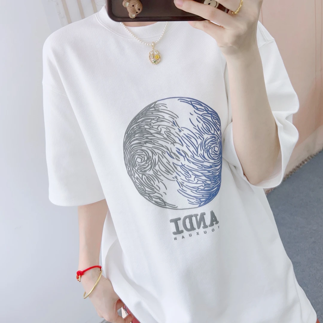 002时尚百搭套头休闲宽松印花T恤002/GJ