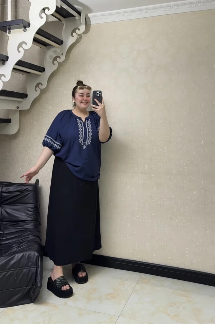 九月家大码胖mm民族风衬衫