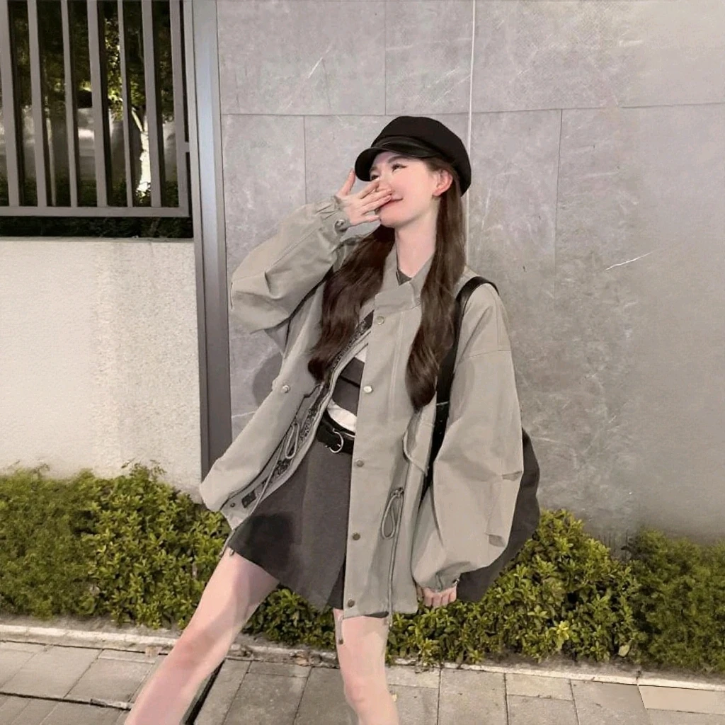 里斯本~高级感宽松廓型收腰短款风衣外套