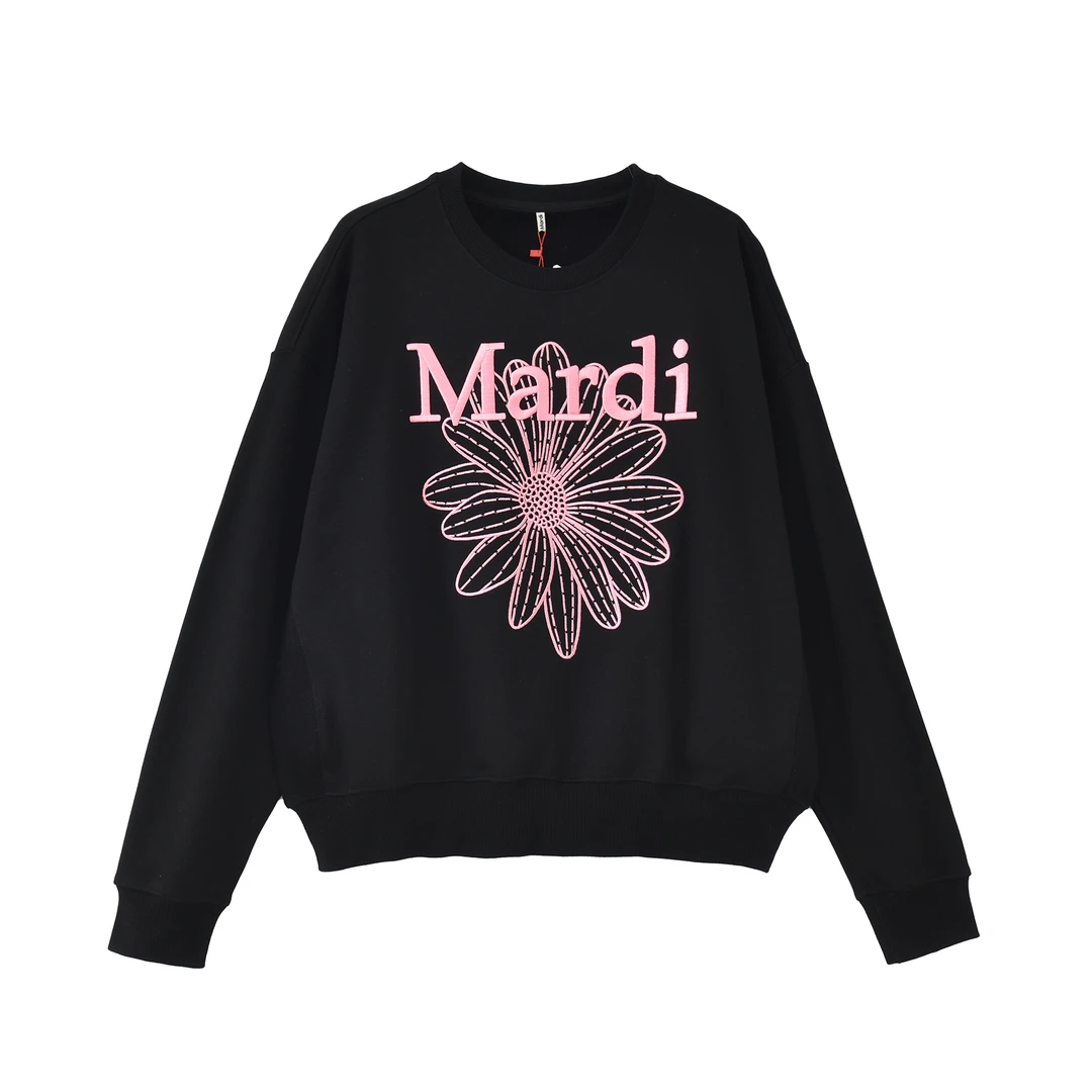Mardi 刺绣小雏菊圆领休闲卫衣时尚宽松百搭情侣秋冬-BD004