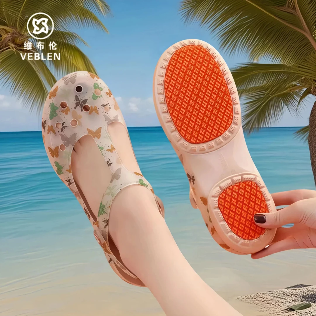 VEBLEN防滑洞洞鞋女2025新款爆款外穿厚底透气清凉百搭沙滩凉鞋