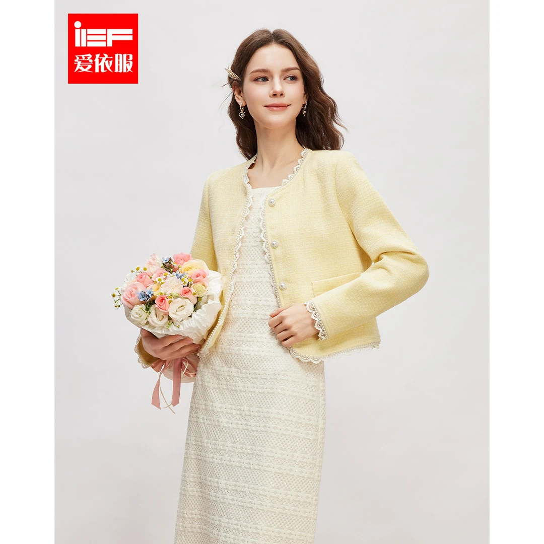 商场同款新品IEF/爱依服2025春季新款淑女气质小香风外套欧若风