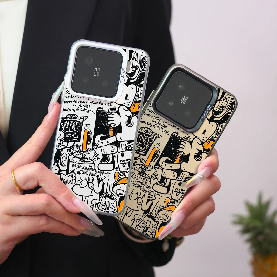 【壳百搭】插画线条适用小米 华为 VO苹果彩银防撞条磨砂防摔手机壳