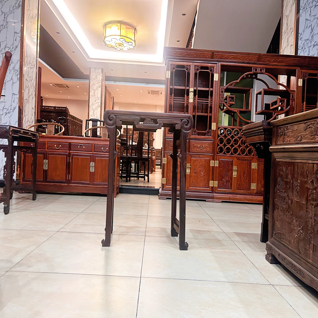 古典交趾黄檀榫卯结构红木条案捡漏特价波浪状独板无补白胚精磨