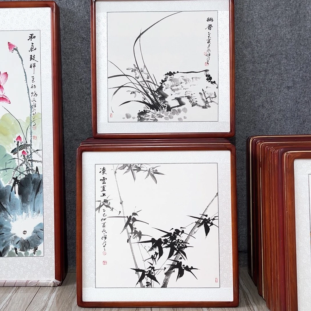国画书画作品带框63×63