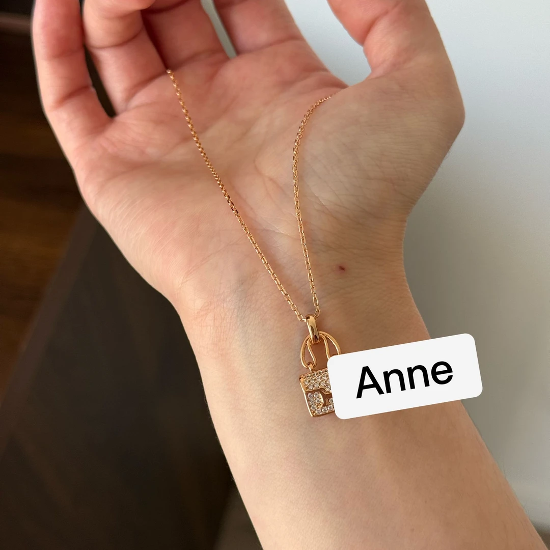 钛钢项链 【X597】轻奢时尚H字母包包镶锆项链