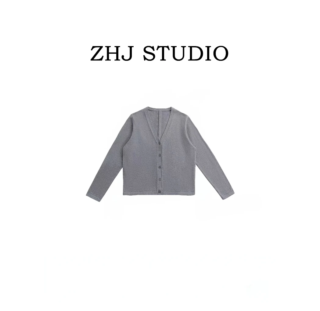 【胡哥海淘】Th*R春夏新款V领中缝开衫轻奢长袖时尚休闲百搭纯色