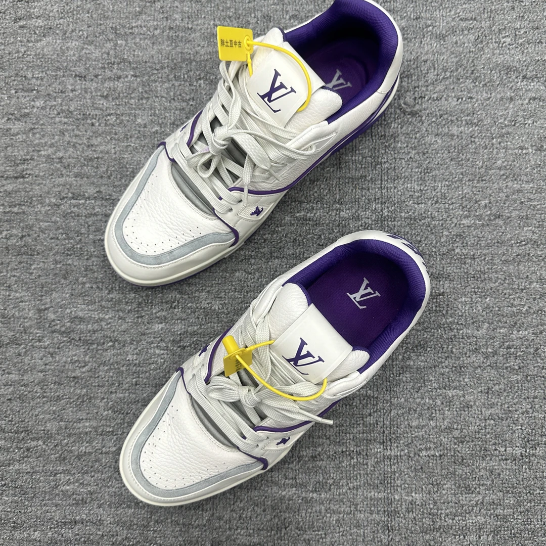 99新 LouisVuitton/路易威登 42 lv trainer 白紫配色板鞋