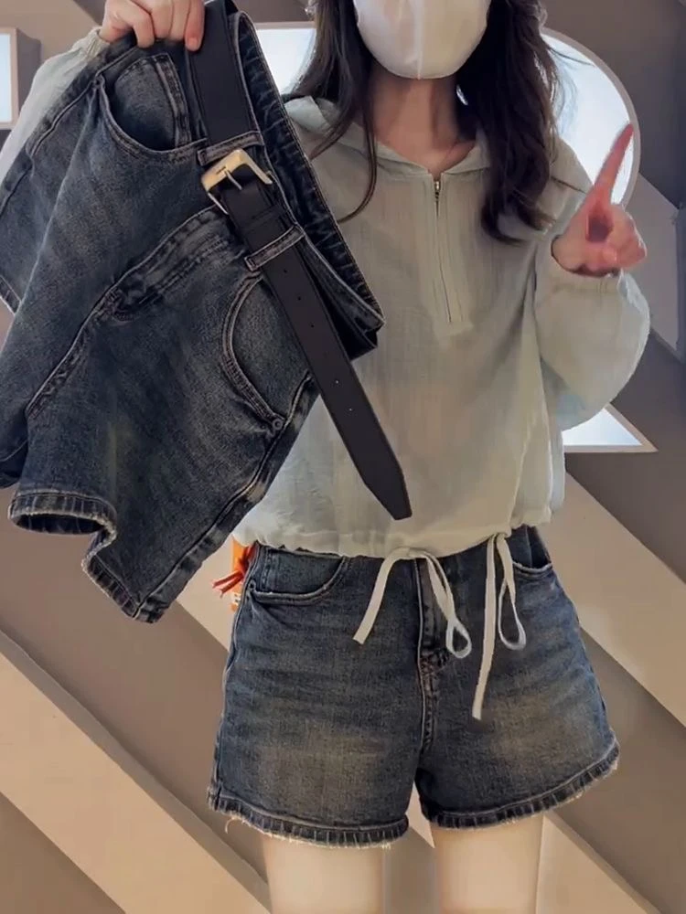 indoocen/茵朵森牛仔短裤爆款a字高腰显瘦洋气女款时尚热裤2568